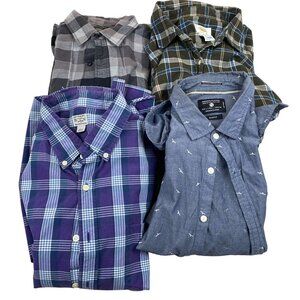 Set Of 4 Mens Long and Short Sleeve Shirts By J.Crew Denim & Flower, Talbots, Ba